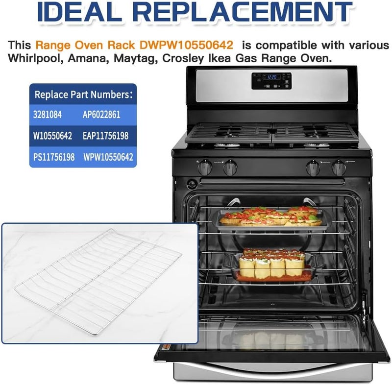 KOZHOM [Upgraded] Range Oven Rack WPW10550642 for Whirlpool/Amana Gas Range Ovens, Replaces W10550642, 3281084, AP6022861, 24.9'' Wide x15.1'' Deep, 304 Stainless Steel (2 Pack) - Image 2